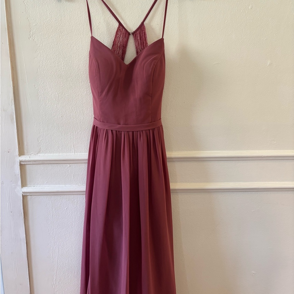 Azazie Mauve Backless Spaghetti Strap Dress